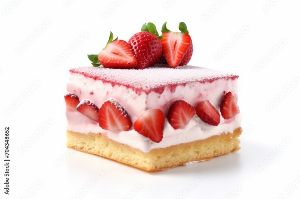 colorful sponge cake with strawberries isolated on white background. generative ai colorful sponge cake with strawberries isolated on white background. generative ai