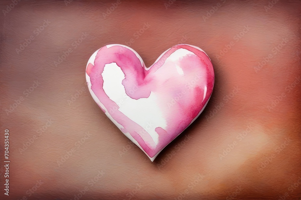 Fototapeta premium a high quality stock photograph of a single watercolor heart. Concept - love, relationship, art, painting