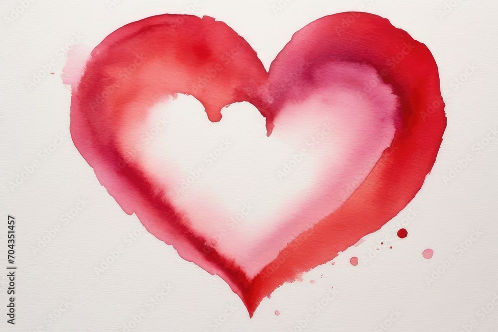 a high quality stock photograph of a single watercolor heart. Concept - love, relationship, art, painting