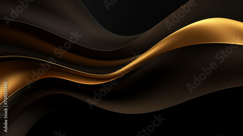 Abstract Background with Golden and Black Waves