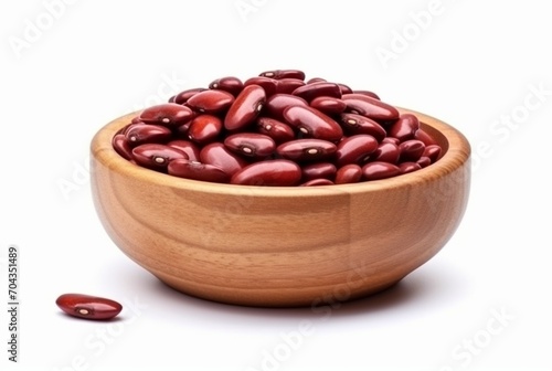 kidney beans in wooden bowl isolated on white background. generatif ai