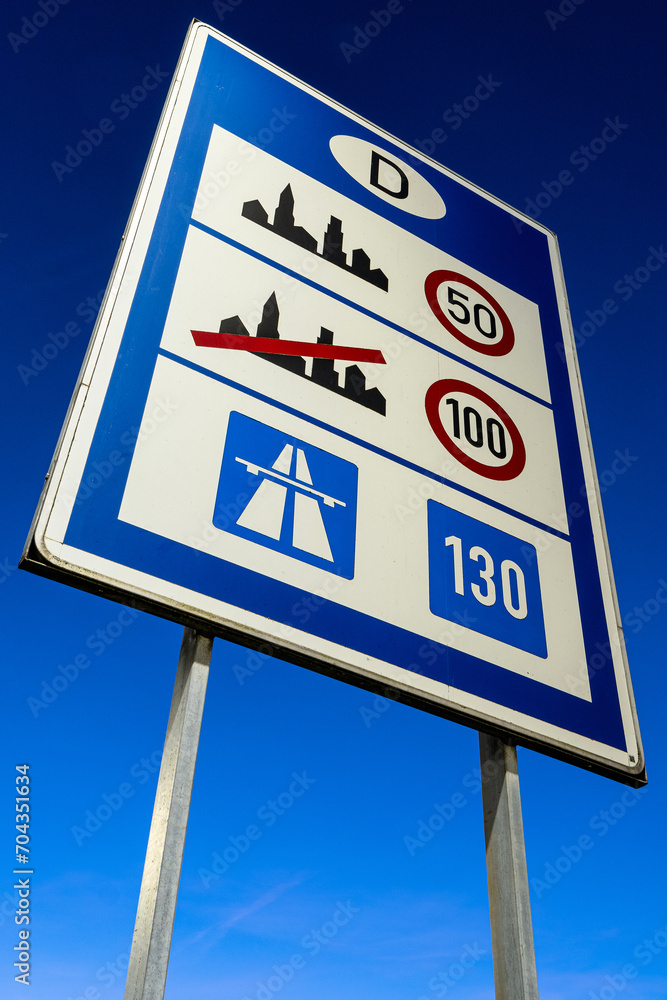 German road sign: general speed limits German road sign: general speed limits