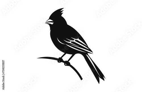 Cardinal Bird black Silhouette vector Clip art isolated on a white background