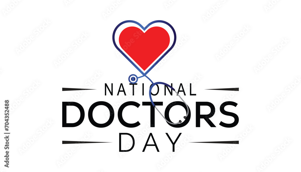 National Doctors' Day is observed every year in March. Holiday, poster, card and background vector illustration design.