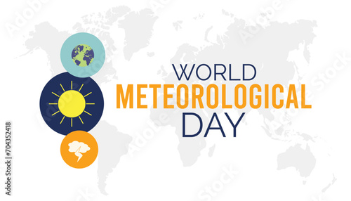 World Meteorological Day is observed every year in March. Holiday, poster, card and background vector illustration design.