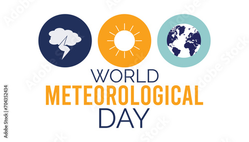 World Meteorological Day is observed every year in March. Holiday, poster, card and background vector illustration design.