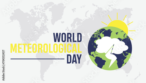 World Meteorological Day is observed every year in March. Holiday, poster, card and background vector illustration design.