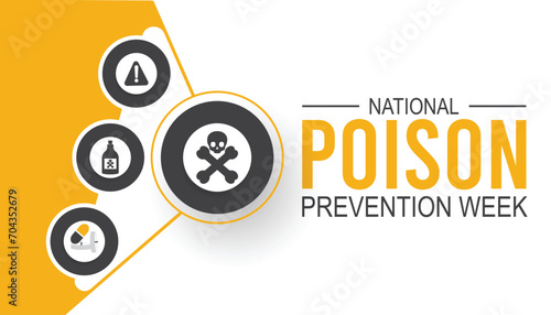 National Poison Prevention Week is observed every year in March. Holiday, poster, card and background vector illustration design.