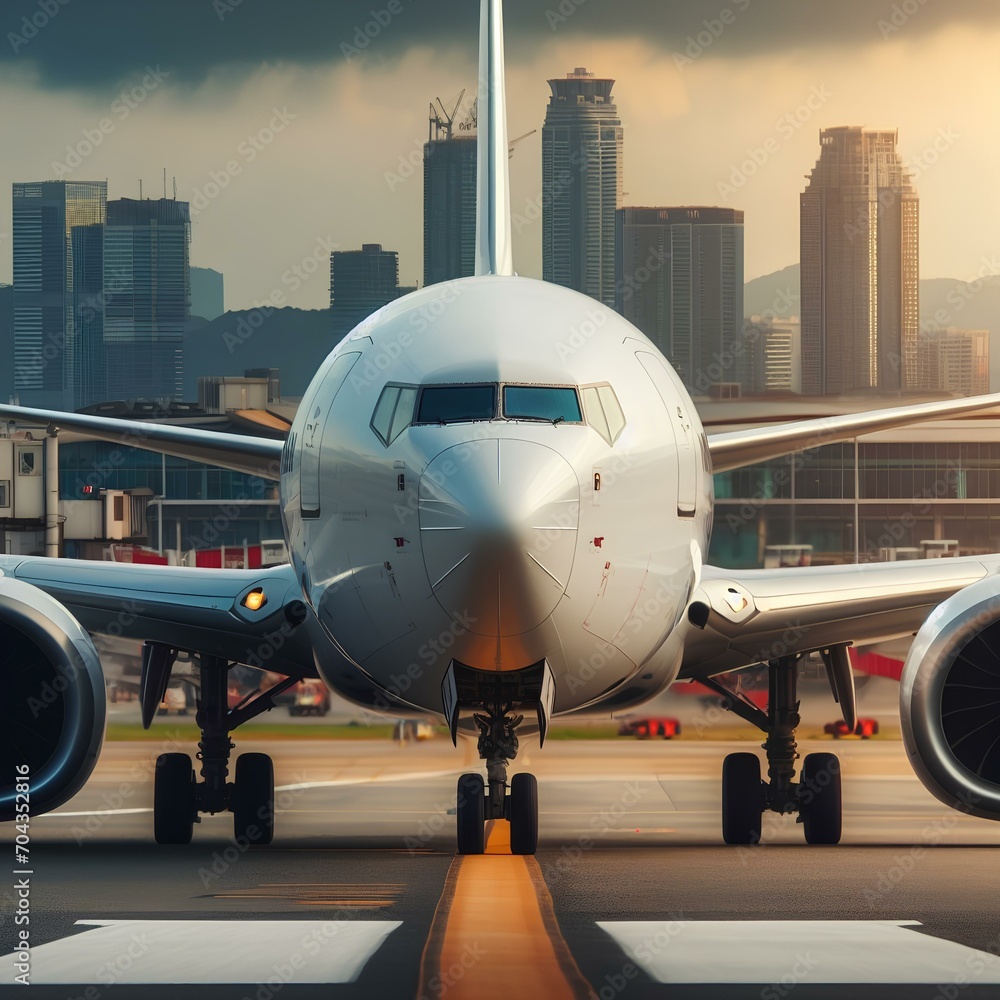 Airplane on the runway. Global freight transportation and logistics concept. Airplane on the runway. Global freight transportation and logistics concept.