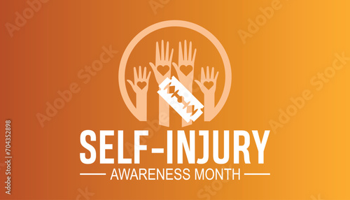 Self Injury Awareness Month is observed every year in March. Holiday, poster, card and background vector illustration design.