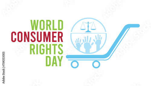 World Consumer Rights Day is observed every year in March. Holiday, poster, card and background vector illustration design.