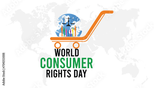 World Consumer Rights Day is observed every year in March. Holiday, poster, card and background vector illustration design.
