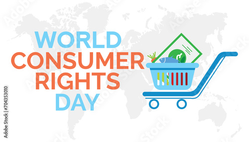 World Consumer Rights Day is observed every year in March. Holiday, poster, card and background vector illustration design.