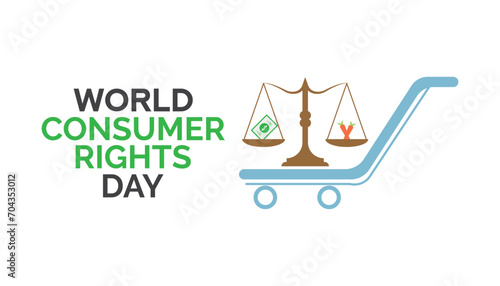 World Consumer Rights Day is observed every year in March. Holiday, poster, card and background vector illustration design.