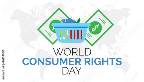 World Consumer Rights Day is observed every year in March. Holiday, poster, card and background vector illustration design.