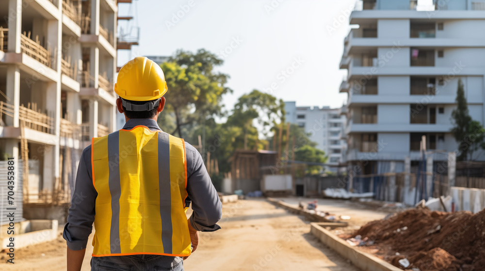 Civil Engineer at Work, A Rear View Snapshot Civil Engineer at Work, A Rear View Snapshot