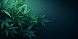 A green leaf of a cannabis plant, copy space,Organic cannabis farming a topview of healthy marijuana leaves generative ai