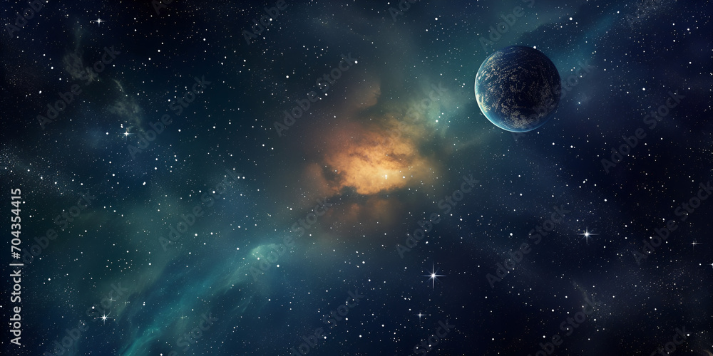 Universe galaxy space background Nebula planets starts suns and planets colorful wallpaper. Generative Ai