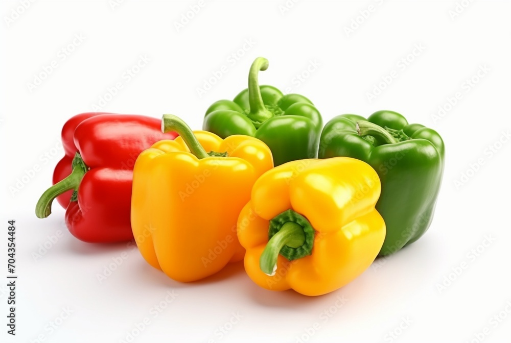various of colorfull bell pepers isolated on white background. generatif ai various of colorfull bell pepers isolated on white background. generatif ai