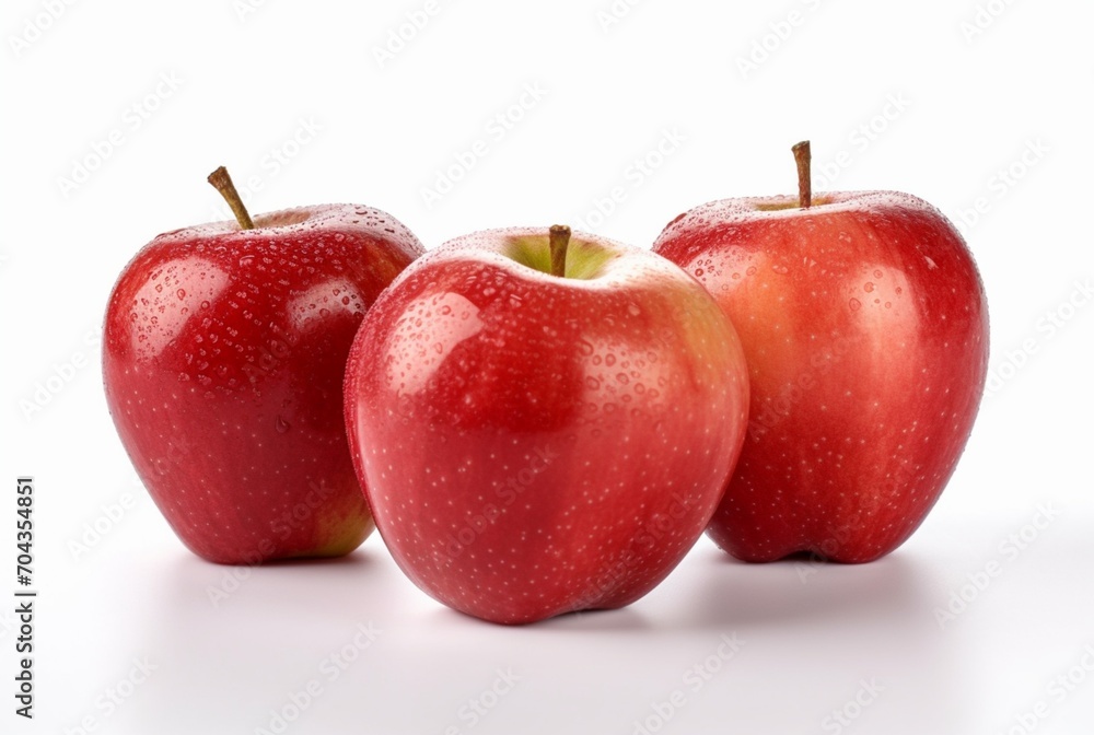 three red apples, isolated on white background. generatif ai