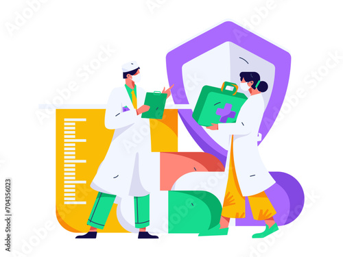 Medical characters fighting the epidemic flat vector concept operation hand drawn illustration  © Lyn Lee