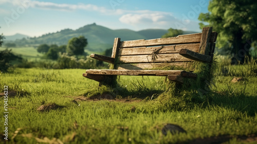 wooden bench in the mountains