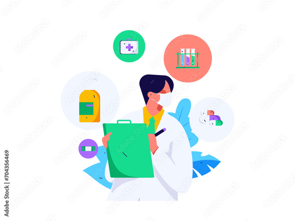 Medical characters fighting the epidemic flat vector concept operation hand drawn illustration
