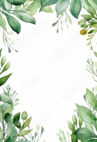 Greenery Paradise: Exotic Leaves Floral Border, a Watercolor Illustration of Tropical Summer Foliage in a Botanical Jungle Garden
