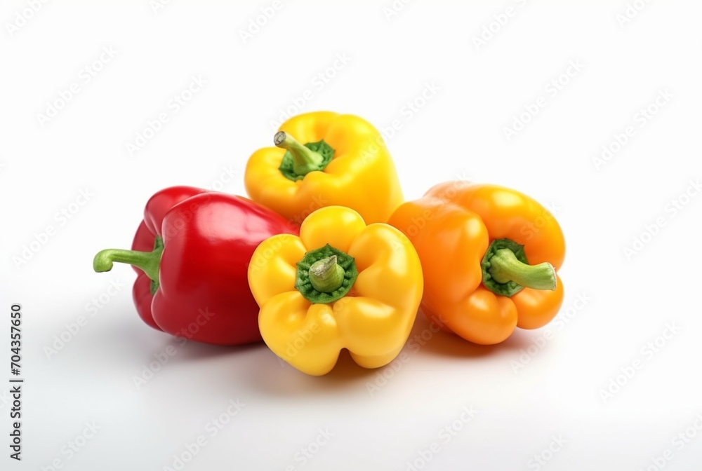 various of colorfull bell pepers isolated on white background. generatif ai various of colorfull bell pepers isolated on white background. generatif ai