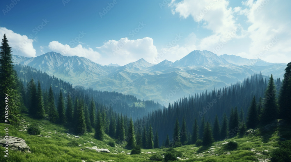 panorama of the mountains in the summer