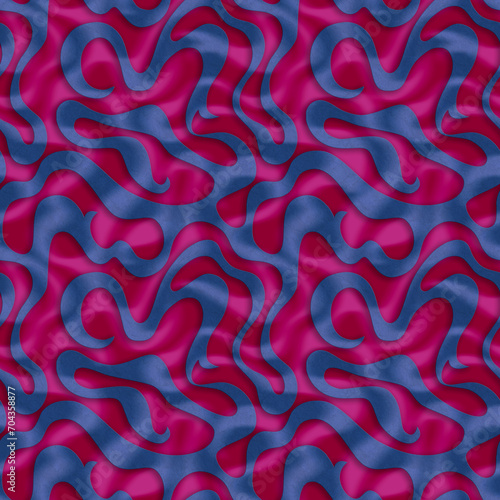 Bright dynamic abstract waves, multi layered seamless pattern, textile folds imitation. Illustration with fluidity and energy effect for textile, fashion industry, stationery, packaging, wallpapers 