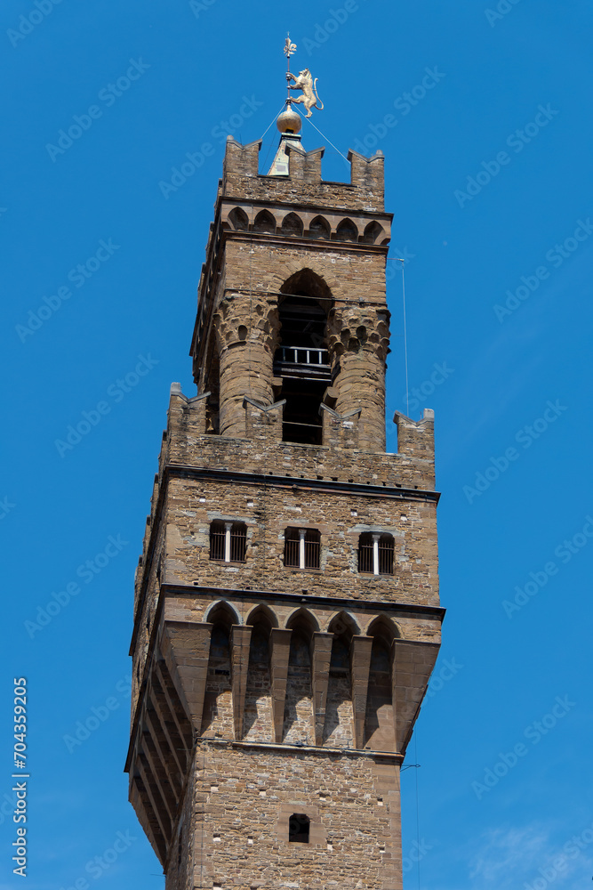 Florence, Italy, July 25, 2023. Palazzo Vecchio in Piazza della Signoria