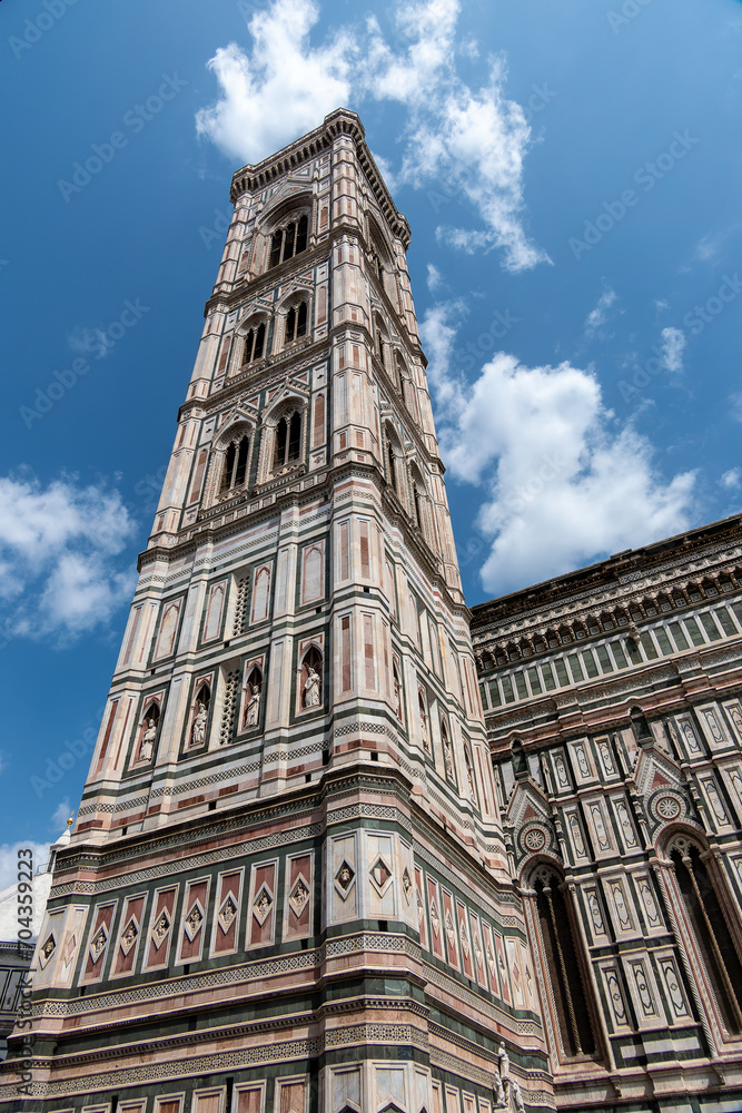 Florence, Italy, July 25, 2023. Giotto s Campanile is the campanile tower of the church of Santa Maria del Fiore, the cathedral of Florence, located in Duomo Square.
