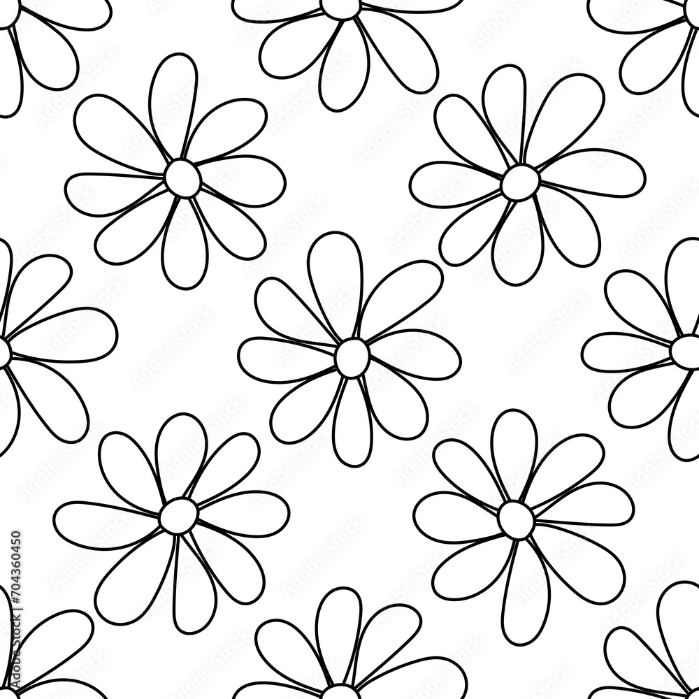 Fototapeta premium easter flowers vector plant pattern line doodle