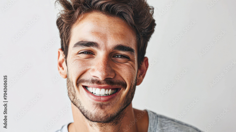 Obraz premium Young hispanic man smiling confident standing at white background.