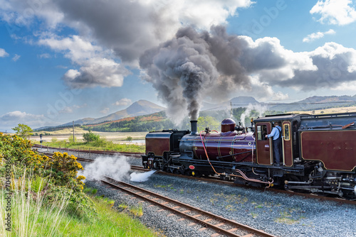 Steam Train at Rhydd Ddu Station Snowdonia photo