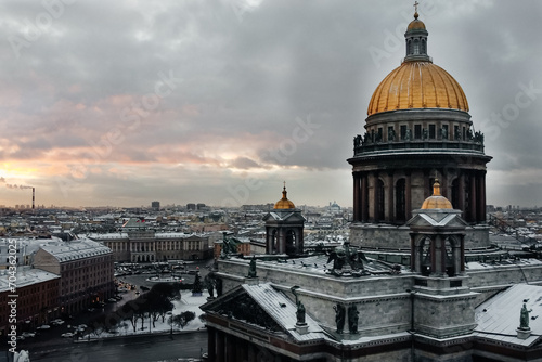 St. Isaac's Cathedral in St. Petersburg at dawn