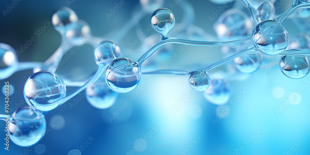 Molecules antioxidant of liquid bubble on gray background, generative ai
