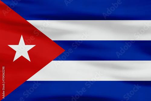 Cuba Flag - Blue and White Stripes, Red Triangle, White Star photo