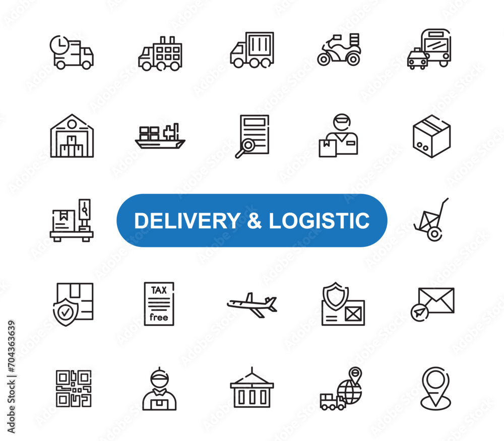 Delivery and Logistics icon set. Most popular delivery and logistics icons Delivery and Logistics icon set. Most popular delivery and logistics icons