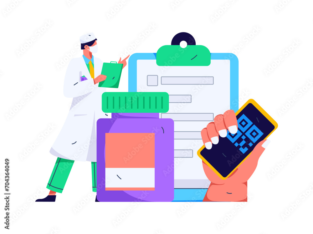 Obraz premium Medical characters fighting the epidemic flat vector concept operation hand drawn illustration