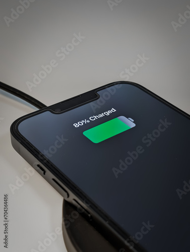 Fotografie smartphone mobile phone cellphone charging on a wireless charging station using
