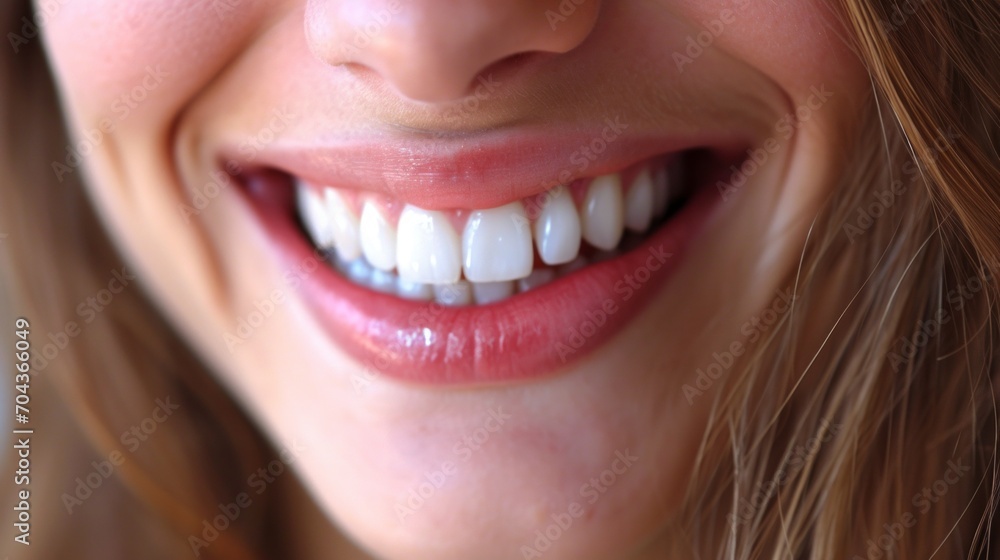 Eye-catching toothpaste advertisement which can only see the mouth With a beautiful smile showing white teeth. of dental care oral hygiene and the brightening results of toothpaste Eye-catching toothpaste advertisement which can only see the mouth With a beautiful smile showing white teeth. of dental care oral hygiene and the brightening results of toothpaste