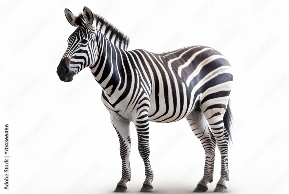 Fototapeta premium zebra isolated on white background. generative ai
