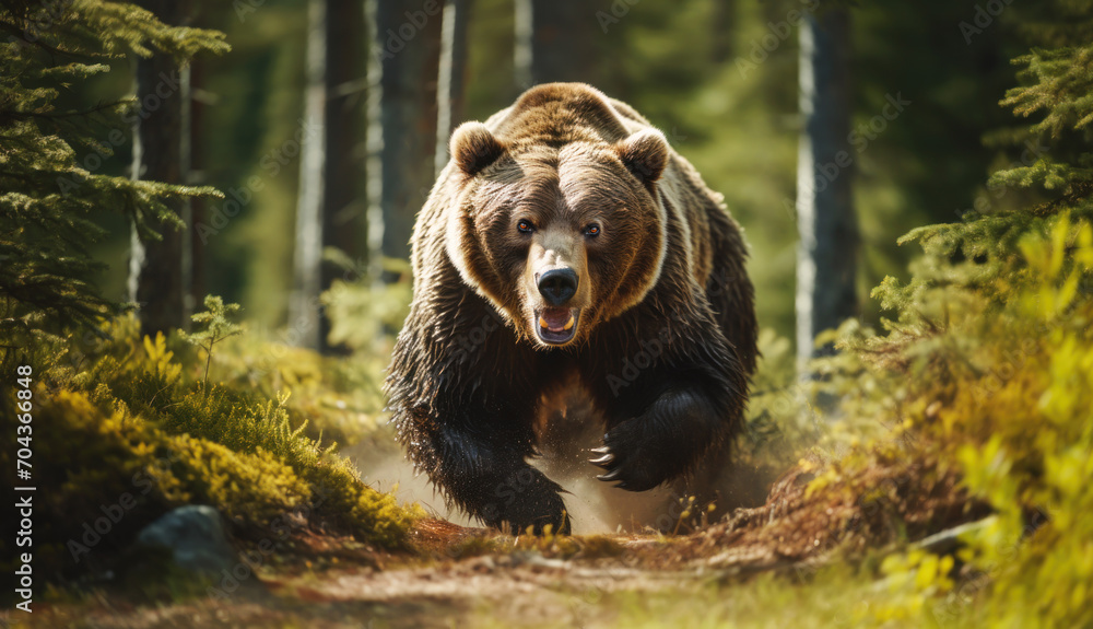 Portrait of an angry brown bear in a forest Portrait of an angry brown bear in a forest