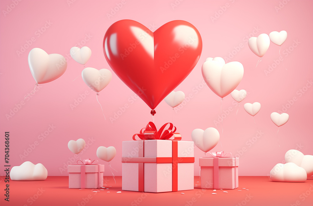 love gift on valentine day with pink balloon love gift on valentine day with pink balloon