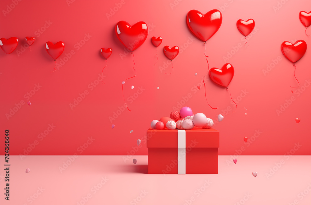love gift on valentine day with pink balloon love gift on valentine day with pink balloon