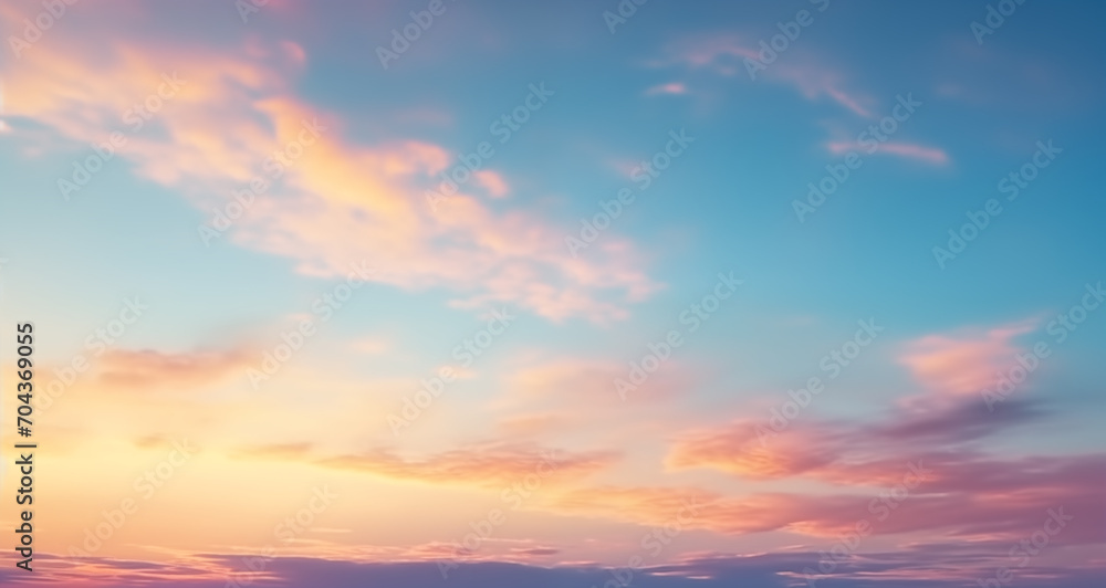 sunrise sky with gentle colors of soft clouds
