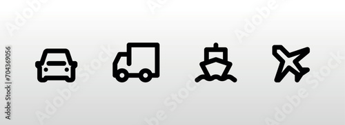  Cargo delivery ransportation, line icon set  photo