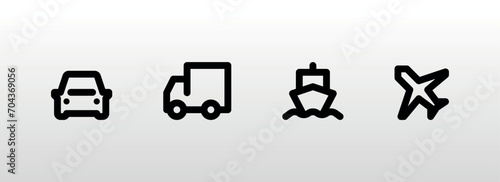  Cargo delivery ransportation, line icon set 